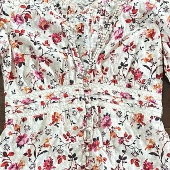Anthropologie-Floral lace long sleeve blouse-Size 4-EUC - Picture 9 of 13